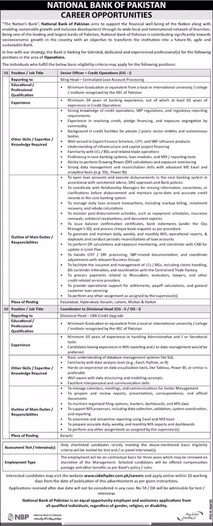 National Bank of Pakistan Jobs 2026